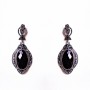 Boucles d'oreilles ovales ajourées Cristal noir (40 × 20 mm)