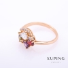 Bague Xuping couleur métal doré, pierres multicolores de 4 mm, tailles 16, 17, 18 et 19