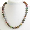 Collier multicolore en jaspe, perles rondes de 12 mm, longueur 47 cm