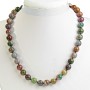 Collier multicolore en jaspe, perles rondes de 12 mm, longueur 47 cm