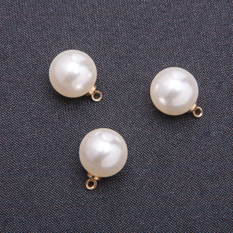 Pendentif «Perle» en plastique, diamètre 13 mm, conditionnement 10 pièces