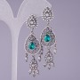 Boucles d'oreilles avec cristaux verts «Beauté orientale», longueur 6,5 cm