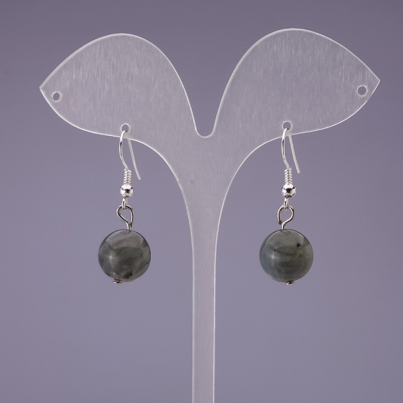 Boucles d'oreilles en labradorite, boule de 14 mm