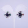 Boucles d'oreilles «Asters» violettes, diamètre 22 mm