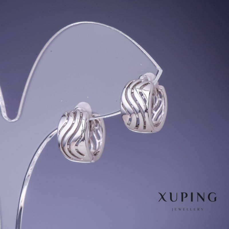 Boucles d'oreilles Xuping vagues 13×8 mm rhodié