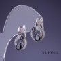 Boucles d'oreilles Xuping rhodiées avec pierre noire