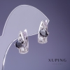 Boucles d'oreilles Xuping rhodié avec pierre noire 17×8 mm