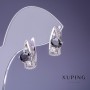 Boucles d'oreilles Xuping rhodié avec pierre noire 17×8 mm