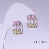 Boucles d'oreilles Xuping avec zircons multicolores, longueur 11 mm, épaisseur 10 mm, rhodié