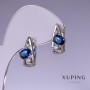 Boucles d'oreilles Xuping avec zircons bleus 17x8 mm rhodium
