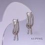 Boucles d'oreilles Xuping avec strass blancs 25×7 mm plaqué rhodium