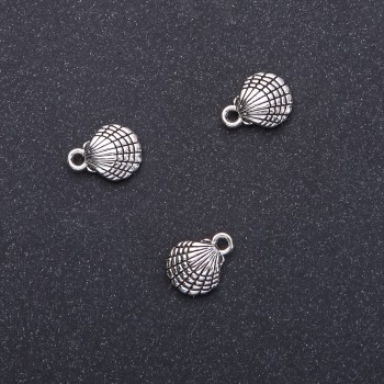 Fourniture de pendentif Coquille, diamètre 10 mm, longueur 13 mm, diamètre du trou 1,5 mm, conditionné 20 g, 18 pièces (+ -)