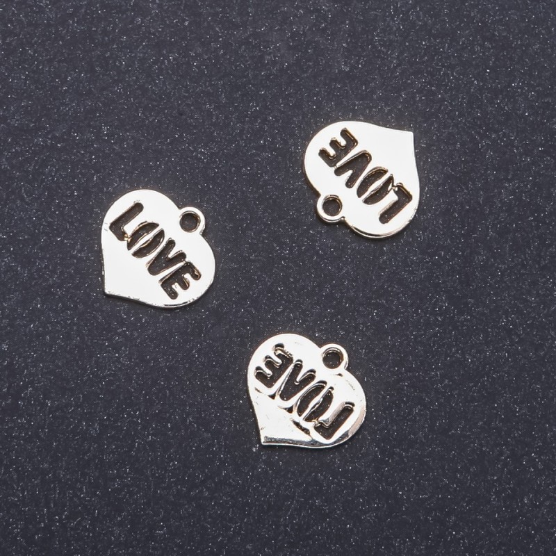 Pendentif cœur doré clair, diamètre 16 mm, longueur 15m, conditionnement 12 pièces (+ -)