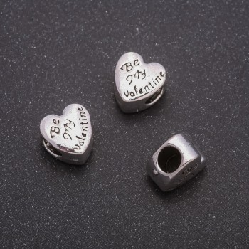 Fourniture : perle-insertion cœur, dimensions 10×10 mm, alésage 4 mm, conditionnement 20 g ±, 9 pièces