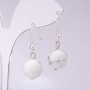 Boucles d'oreilles en howlite, diamètre 12 mm, longueur 34 cm