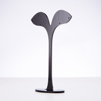 Présentoir pour bijoux en plastique noir — hauteur 132 mm, largeur 80 mm, profondeur 30 mm