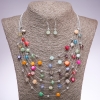 Ensemble boucles d'oreilles et collier «Sur les cordes de l'âme», perles nacrées multicolores, diamètre des perles 7 mm et 5 mm, longueur 45–50 cm