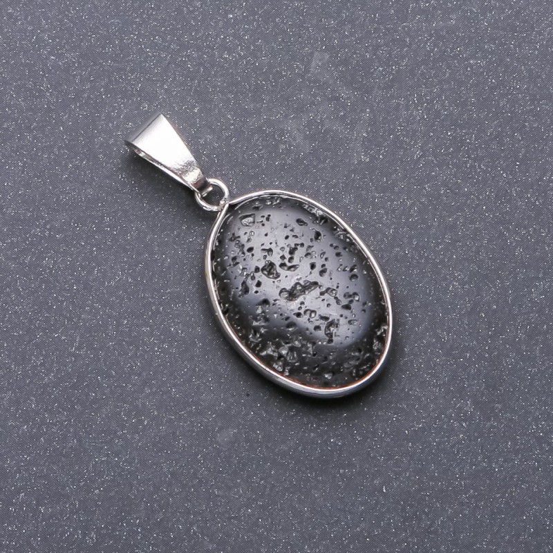 Pendentif en lave volcanique ovale, diamètre 18×25×40 mm