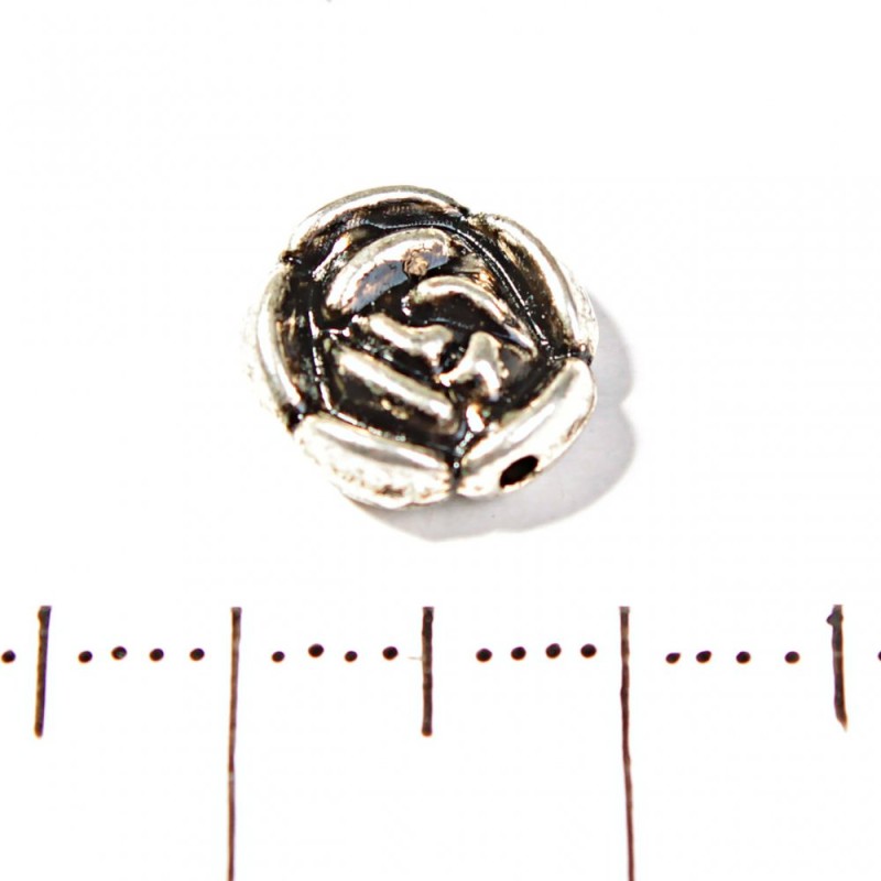 Fourniture : perle à insertion Rose plate 10 mm, conditionnement 20 g, ±19 pièces
