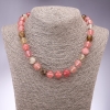 Collier en calcédoine, boule lisse, diamètre 12 mm, longueur 45 cm