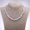 Collier teinté de quartz rose et quartz bleu clair, grains de quartz, diamètre 7± mm, longueur 42–48 cm