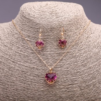 Ensemble «Cœur» multicolore jaune et rose, pendentif 19 × 16 mm et boucles d'oreilles 27 × 13 mm, longueur 50 cm
