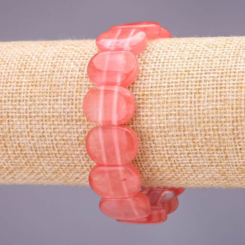Bracelet tourmaline pastèque maillons 18×14 mm ±, longueur 18 cm sur élastique