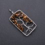 Pendentif « Arbre de vie » Œil de tigre, diamètre 36×73 mm