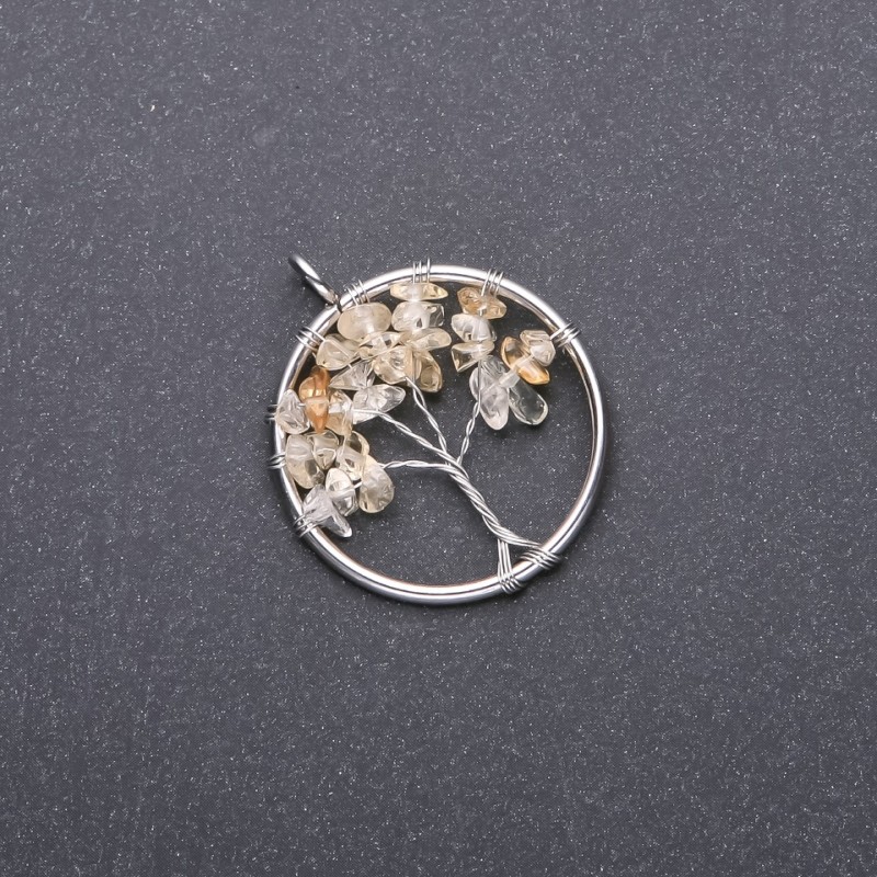 Pendentif «Arbre du bonheur» en citrine, diamètre 30 mm