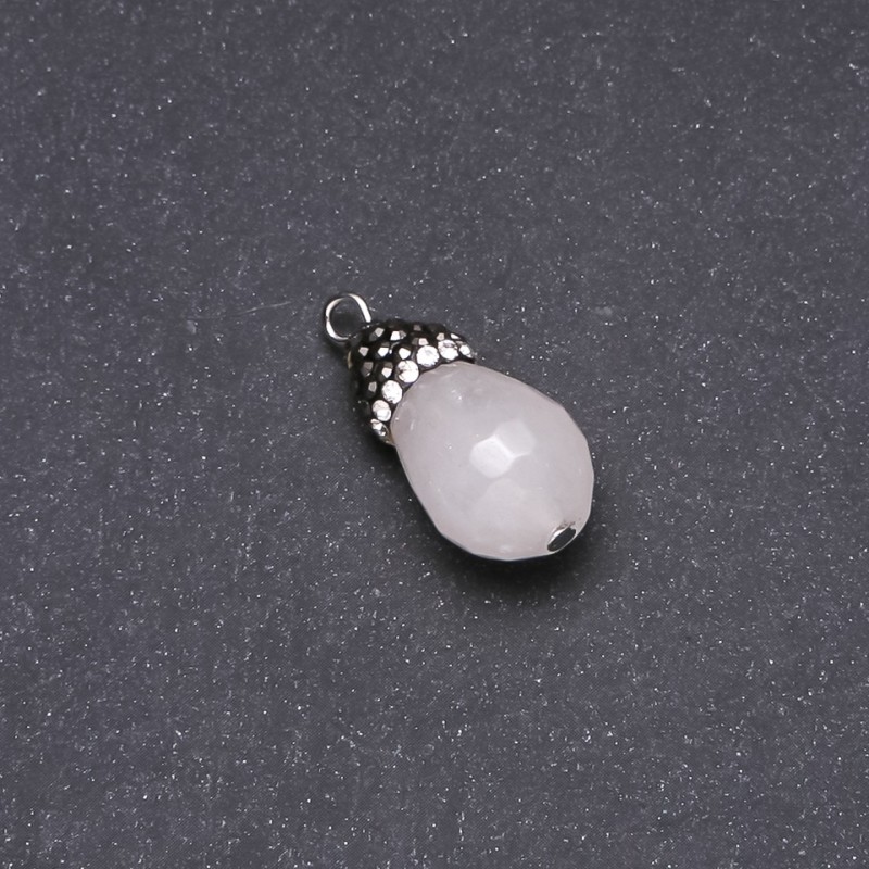 Pendentif «Gland» en quartz rose 13×26 mm (±)