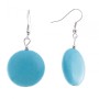 Boucles d’oreilles pendantes avec cabochons bleu clair évoquant la turquoise, 48 × 24 mm