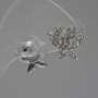 Boucles d'oreilles puces Papillons, strass blancs, métal argenté, 1,5 cm