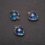 Pendentif «Cœur» couleur bleue, monture dorée 12 × 15 mm