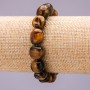 Bracelet élastique en œil de tigre taillé 12×8 mm (±)