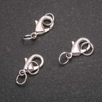 Fermoir mousqueton 8×15 mm en métal argenté