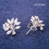 Clous d'oreilles Xuping – arbre avec pierres blanches, 12×13 mm, rhodié