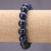 Bracelet en pierre naturelle lapis-lazuli, bille lisse, diamètre 12 mm (±), sur élastique, longueur 18 cm