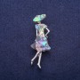 Broche Madame en haliotite, métal argenté 18×50 mm