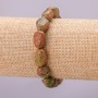 Bracelet élastique en jaspe héliotrope (unakita), galetage, diamètre 8×14 mm (±), longueur 18 cm