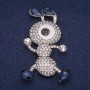 Broche fourmi à strass, métal argenté, 35 × 56 mm