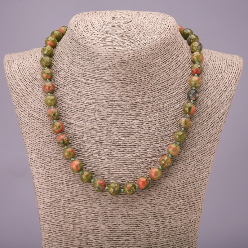 Collier en héliotrope, perles facettées de 10 mm (±), longueur 45 cm+