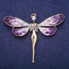 Broche Fée au cristal lilas et émail, métal doré 50 × 60 mm