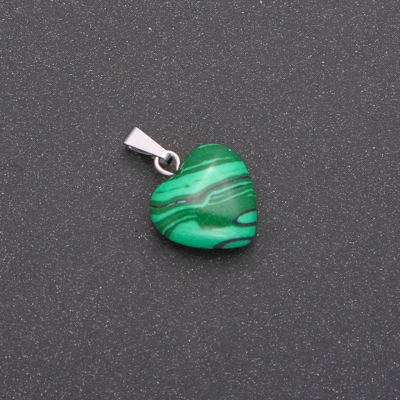 Pendentif Cœur en malachite pressée 14×14×23 mm
