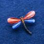 Broche libellule avec cristaux, métal argenté 32×43 mm