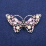 Broche papillon en cristaux argentés 35×68 mm