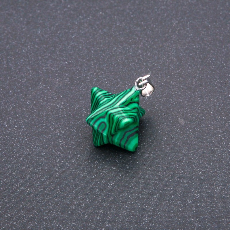 Pendentif Merkaba en malachite 10×10 mm