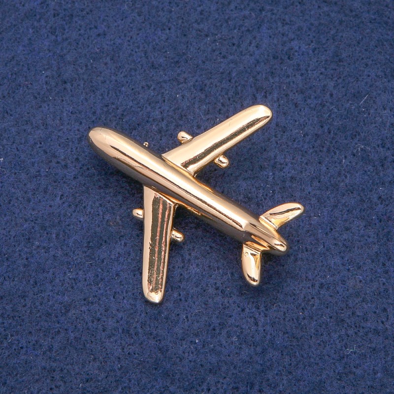 Broche Avion en métal doré 40×39 mm