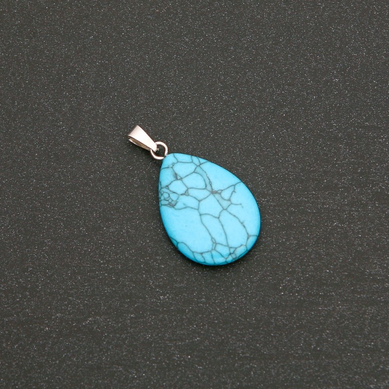 Pendentif goutte «Bleu turquoise» (press) 25×18 mm