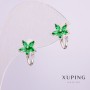 Cuff Xuping rhodié avec pierres vertes, diamètre 8 mm +