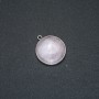 Pendentif quartz rose dans une monture argentée, diamètre 26 mm+